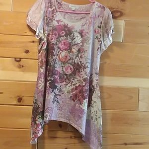 Dress Barn uneven hem, bedazzled top